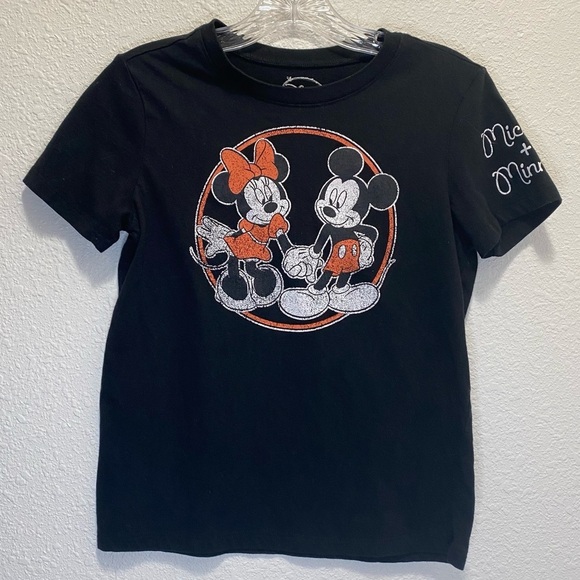 Disney Mickey and Minnie Black T Shirt - Picture 1 of 5